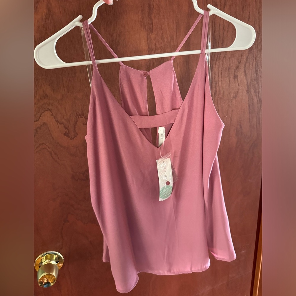 Pink tank top with keyhole detail by Lush